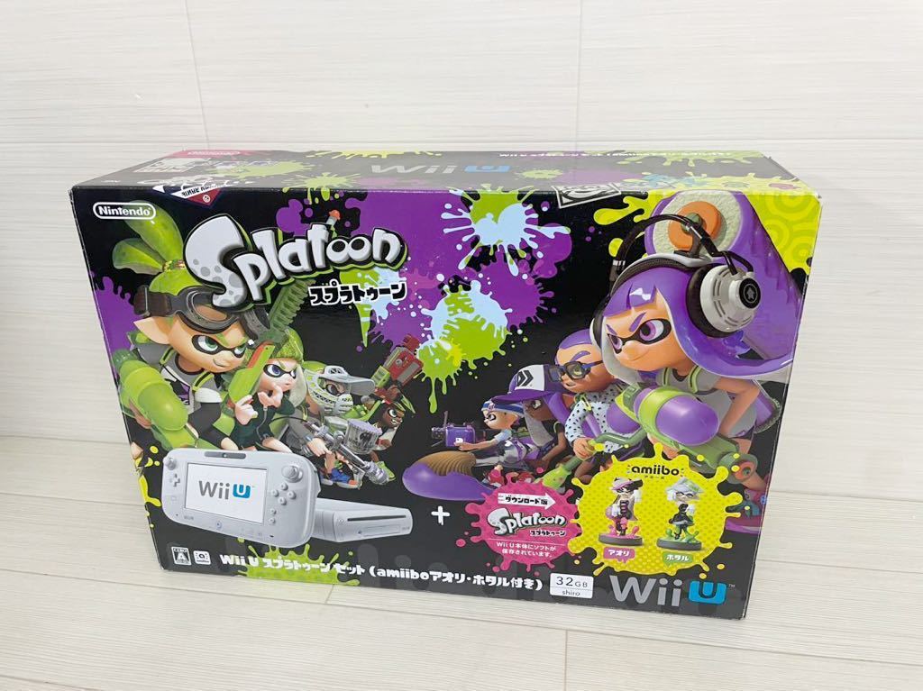 [ML6631-3]1円〜動作品！【Nintendo】Wii U スプラトゥーンセットamiiboアオリ・ホタル 付き　状態良好　32GB ホワイト