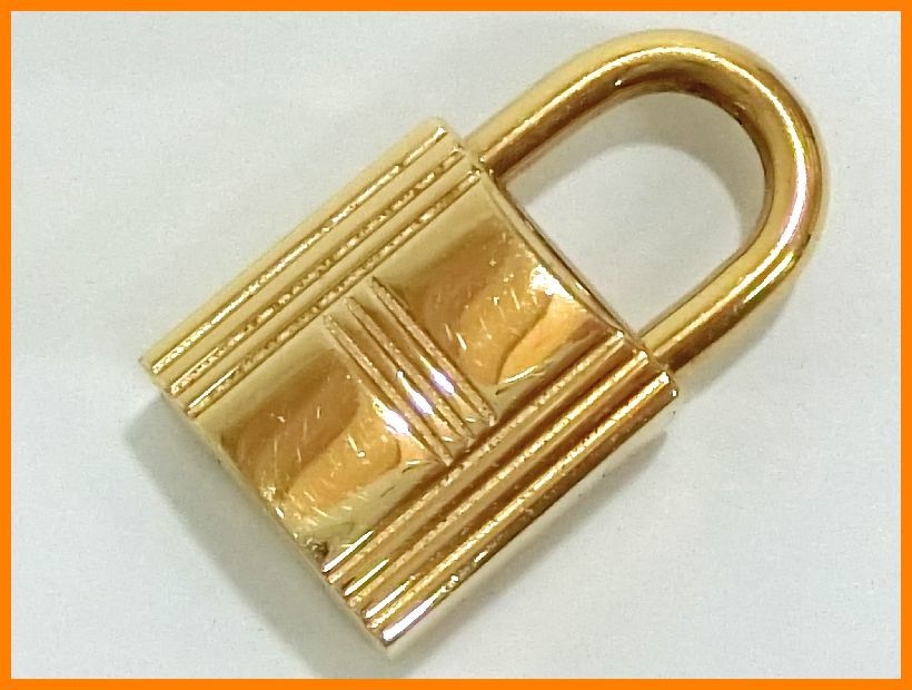 2304★F-648★錠のみ出品！ HERMES エルメス カデナ 120 パドロック 南京錠 ゴールドカラー 　中古