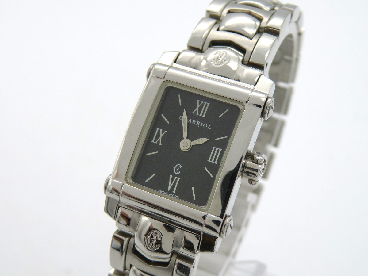 ◆1円◆稼働◆　フィリップシャリオール　　コロンブス　黒　クオーツ　レディース　腕時計　コマ　D126