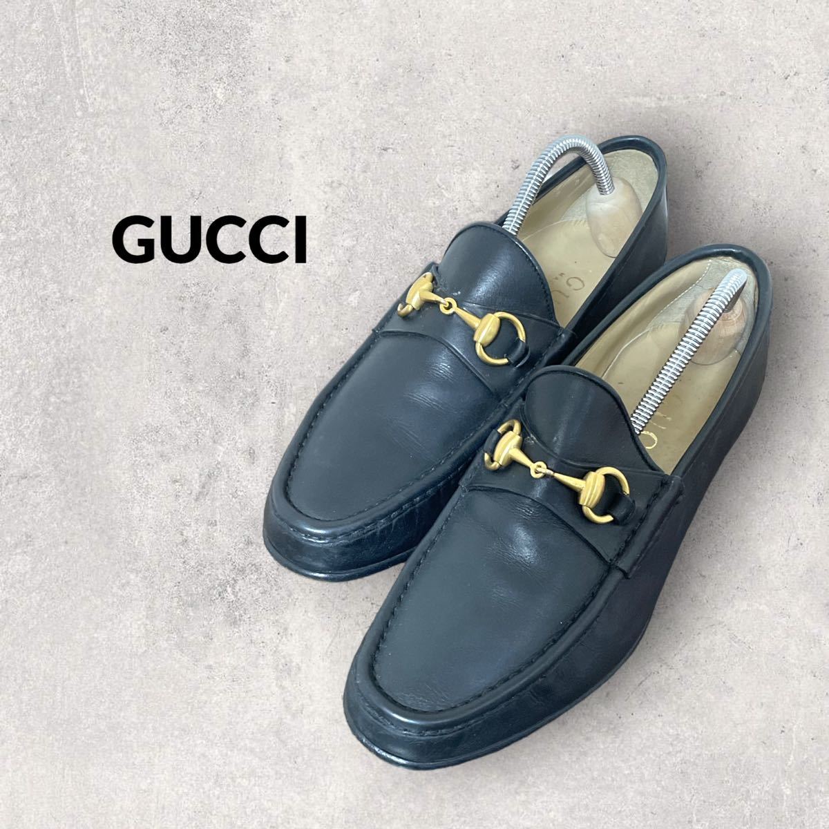 GUCCI グッチ イタリア製 ホースビットローファー 本革 レザー ブラック 7D
