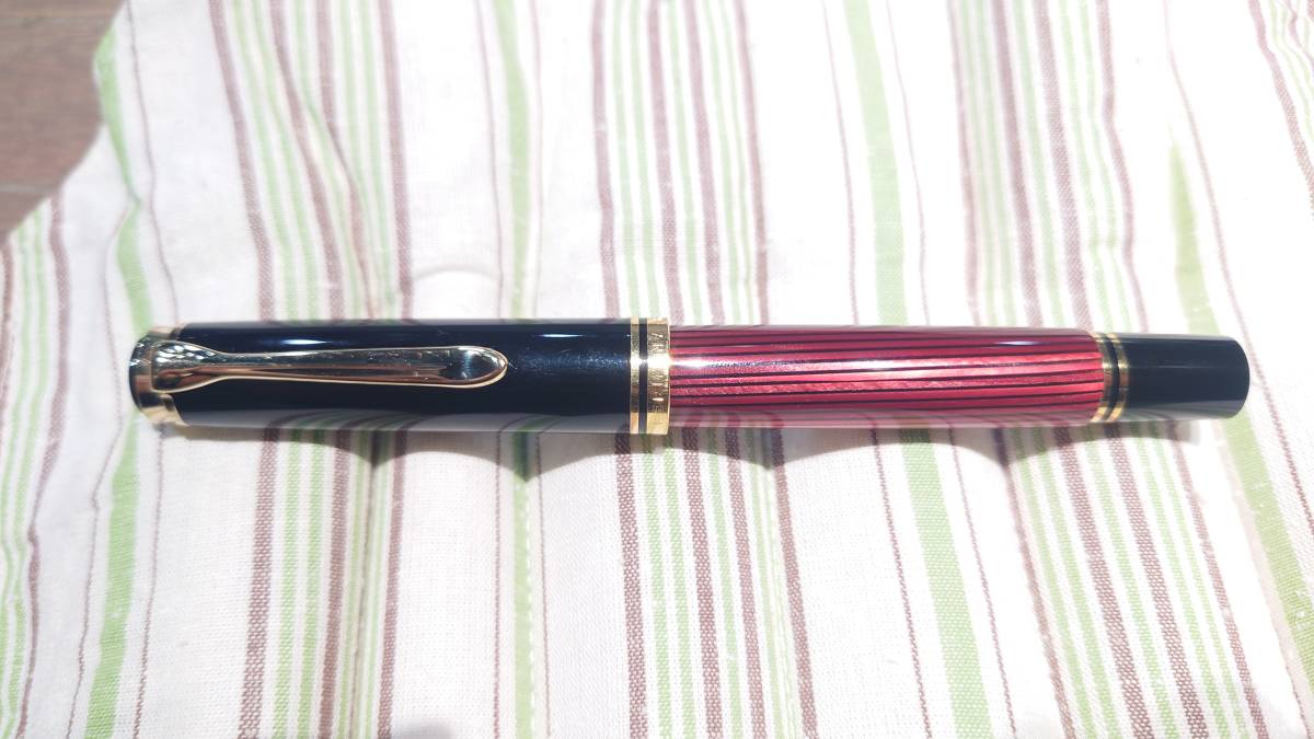 ペリカン M800 赤縞(珍しい斜め縞個体) 18C-M 万年筆 ペン先雛2匹