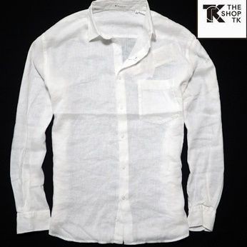 新品◆タケオキクチ リネンシャツ 長袖シャツ 白 XLサイズ◆白シャツ 麻 ベルギーリネン LLサイズ