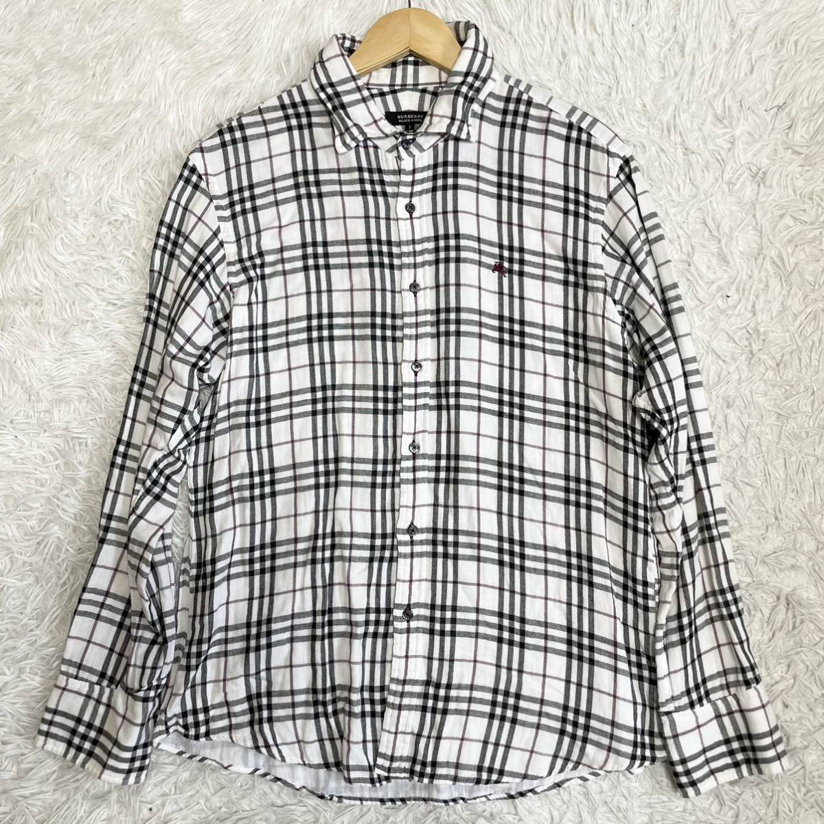 BURBERRY 長袖 シャツ ノバチェック ホース ロゴ 刺繍 総柄 L 美品!!3(L)