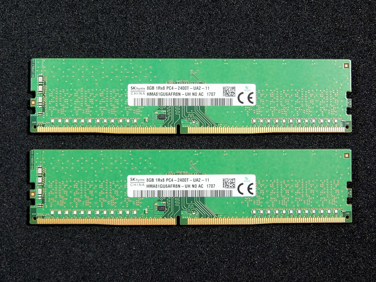 8GB×2枚（16GB） SK hynix PC4-2400T DDR4-19200 1R×8 富士通純正 同一製造週 簡易テスト済 ネコポス無料 管2342