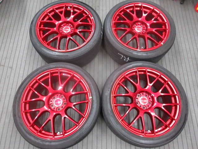 ワーク　エモーションＭ８Ｒ　キャンディーレッド仕様　8.5-18+45　5h100　タイヤ235/40Ｒ18付きオマケ　８６・カローラスポーツ・プリウス