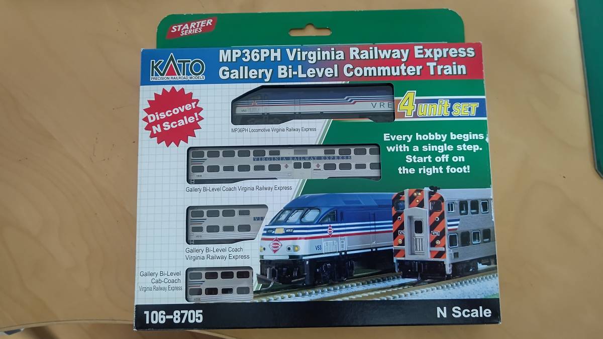 KATO 106-8705 MP36PH Virginia Railway Express Gallery Bi-Level Commuter Train 4両セット