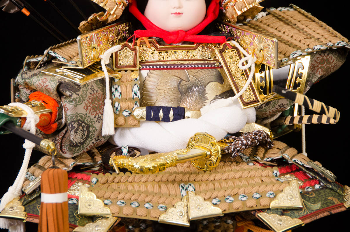 2-18-2 S.R 展示品 五月人形 子供大将 京古代童 13号 炉山作 幅約47.5