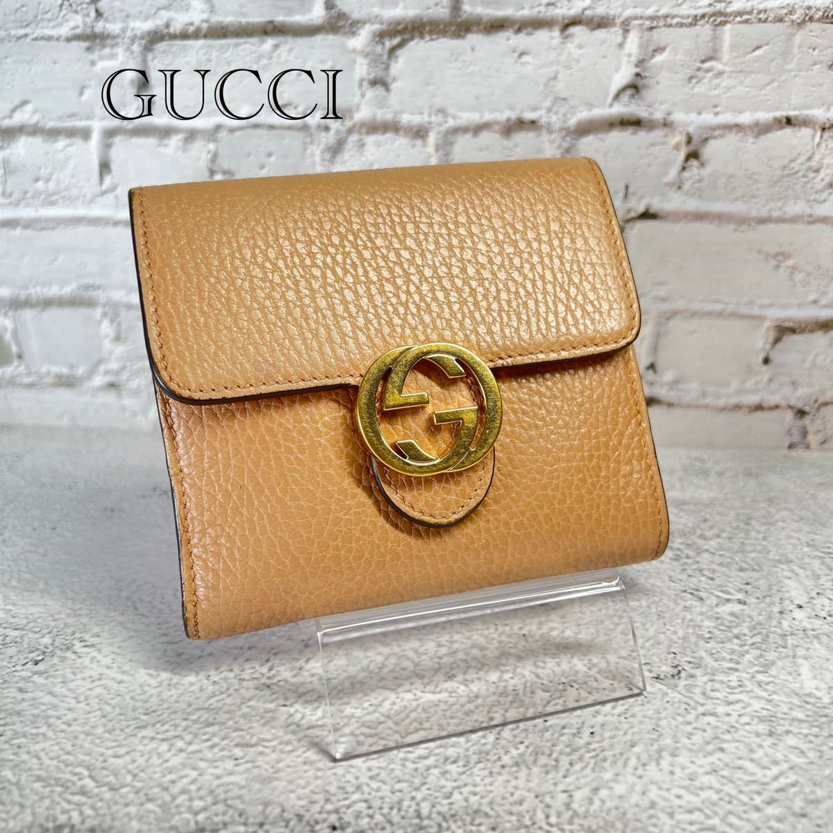 お買い得，大得価 【美品】GUCCI グッチ 折り財布 ミニ ベージュ