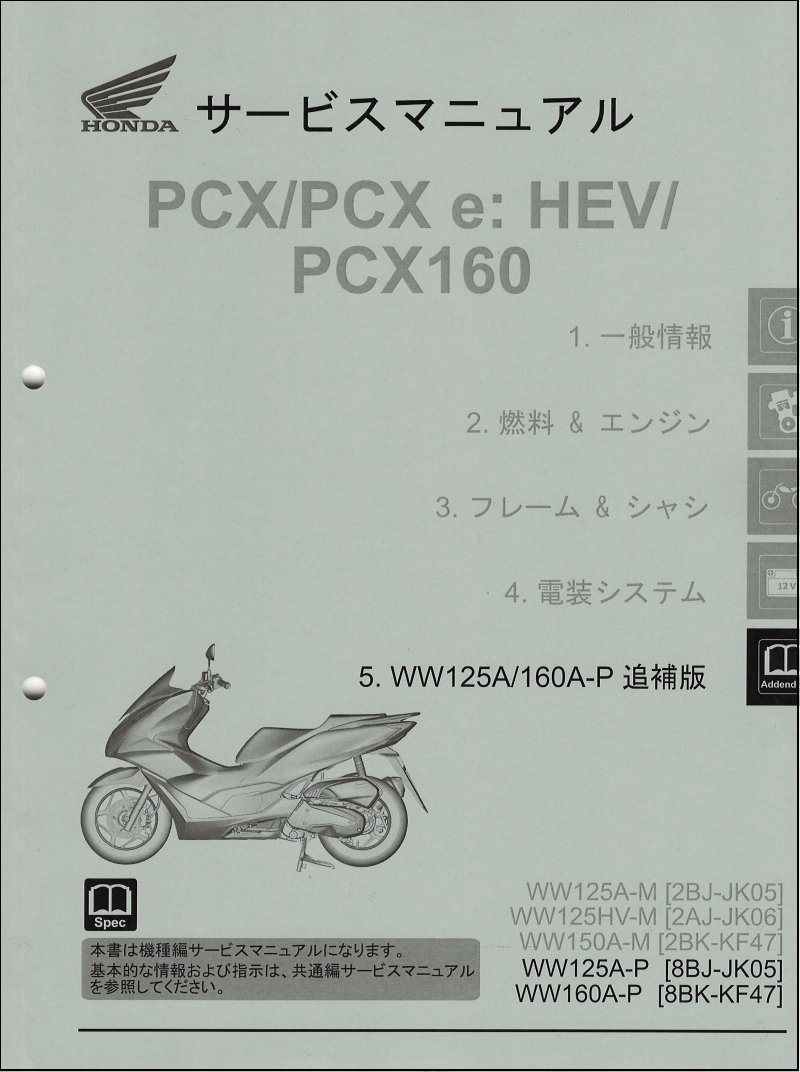 PCX/PCX125/PCX160/e:HEV/WW125A/HV/WW150A/WW160A（JK05/JK06/KF47