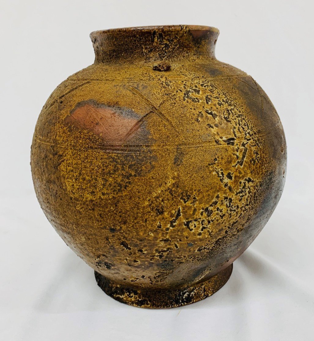 骨董】備前 岸本昭彦 壺 花入 窯変 花生 共箱 花器 華道 飾壺