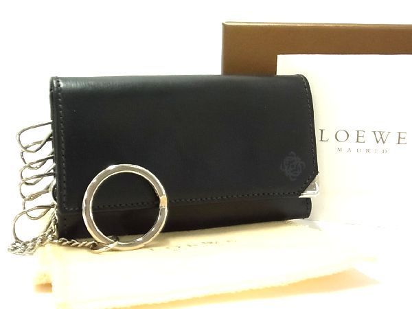 1円 LOEWE ロエベ アナグラム レザー 6連 キーケース キーリング 鍵