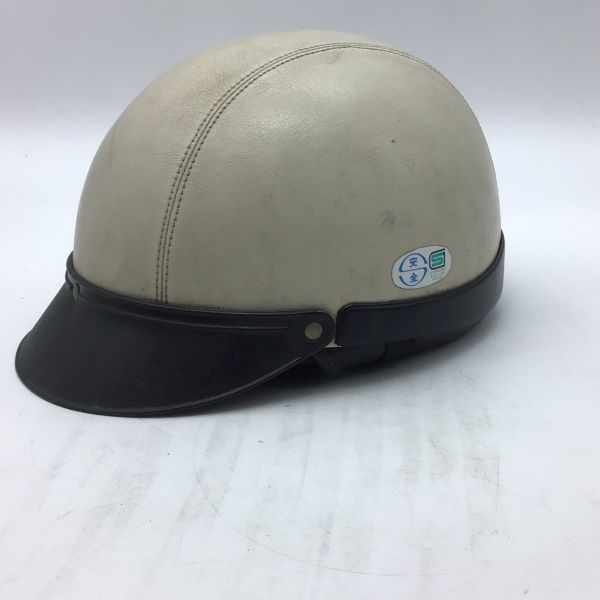 【ヨーロッパビンデージヘルメット】内装レストア済旧車◎バッチリ‼︎ ヤマハ AS-50S ヘルメット 半帽 ビンテージ ポリヘル 昭和レトロ 革製