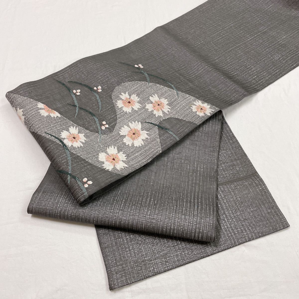 袋帯 着物月花 櫛手機織 涼風 紗紬 品のある花 夏袋帯