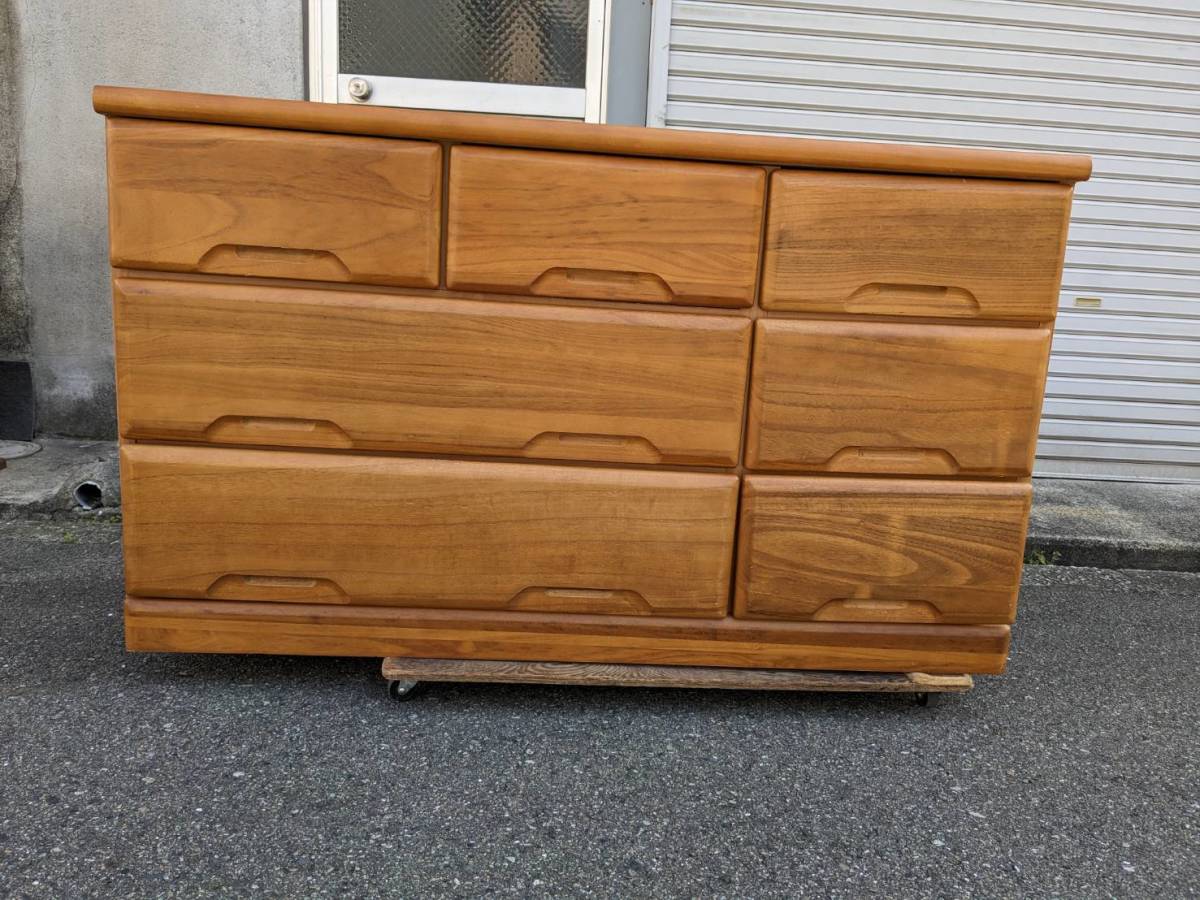 【中古】大阪引取歓迎　ローチェスト　引出し箪笥　3段　幅120㎝　高さ70㎝【KTE1F021】