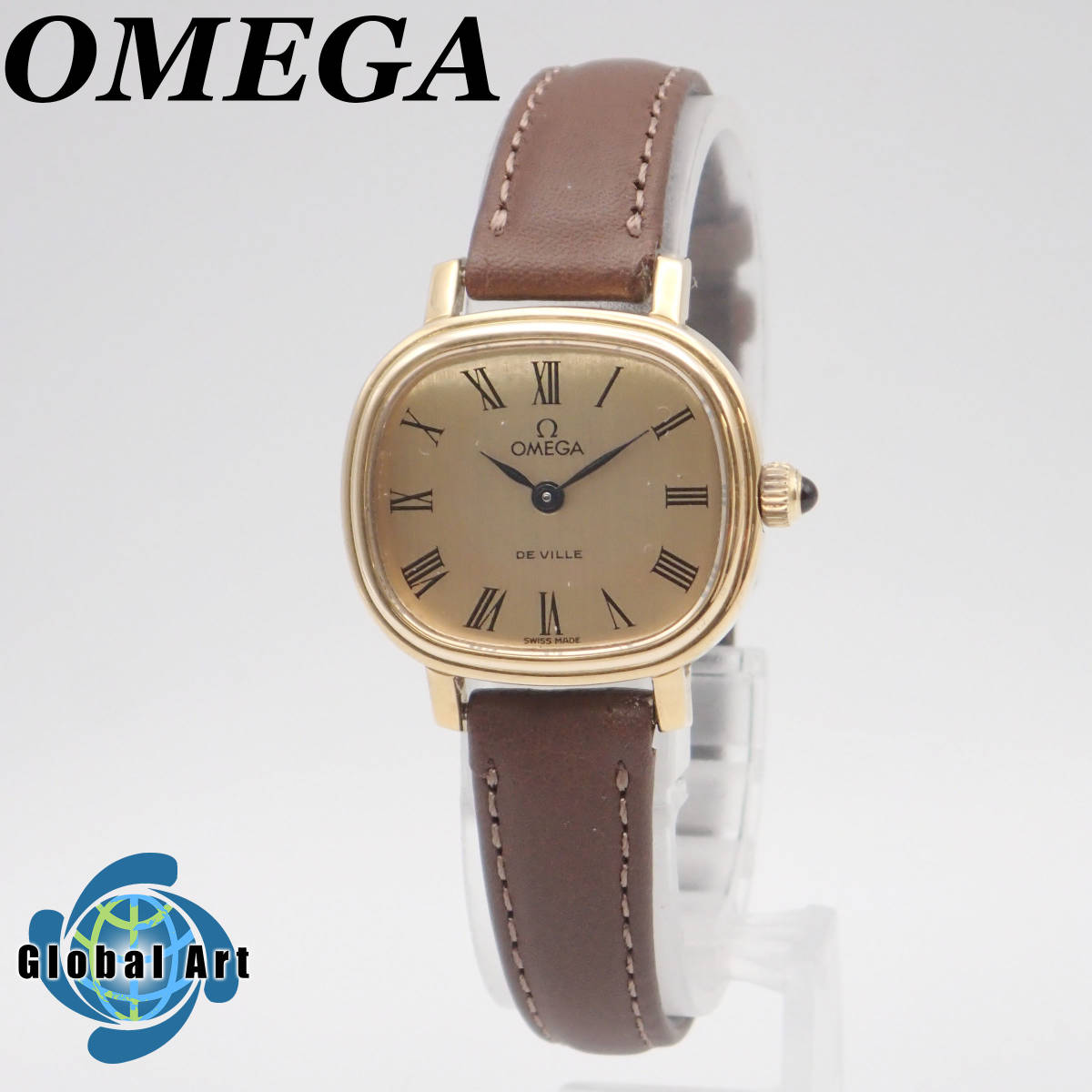 い08115【美品】OMEGA オメガ/デビル/手巻き/レディース腕時計/ローマン/文字盤 ゴールド