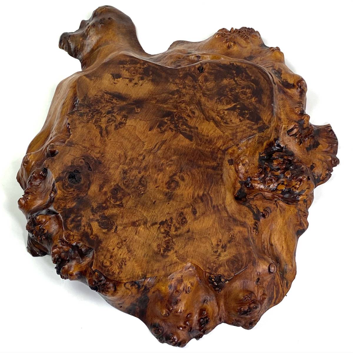 014.花梨(?) 樹種不明 瘤杢1枚板 玉杢 無垢 花台 盆栽台 飾り台 1.85kg