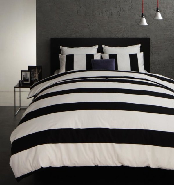 ボーダー柄 掛け布団カバー 単品 シングルサイズ 色-ブラック /日本製 綿100% 寝具 かけ ふとんかばー 掛カバー フトンカバー 洗濯可