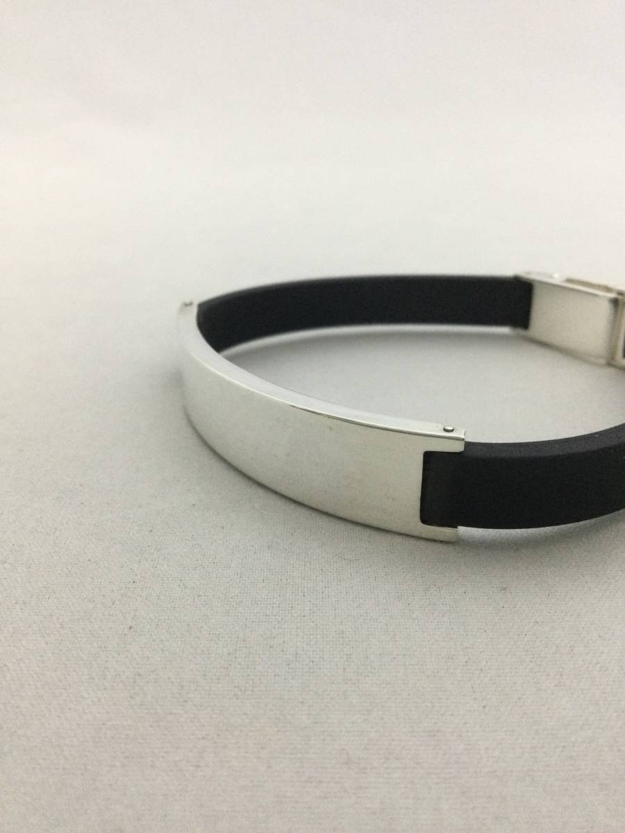 GUCCI グッチ プレート ラバー ブレスレット バングル シルバー