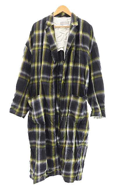 リュシオールジャンピエール LUCIOLE JEAN PIERRE 18SS Oversized Flannel Gown オーバサイズ チェック柄 フランネル シャツ ガウン 46 黒