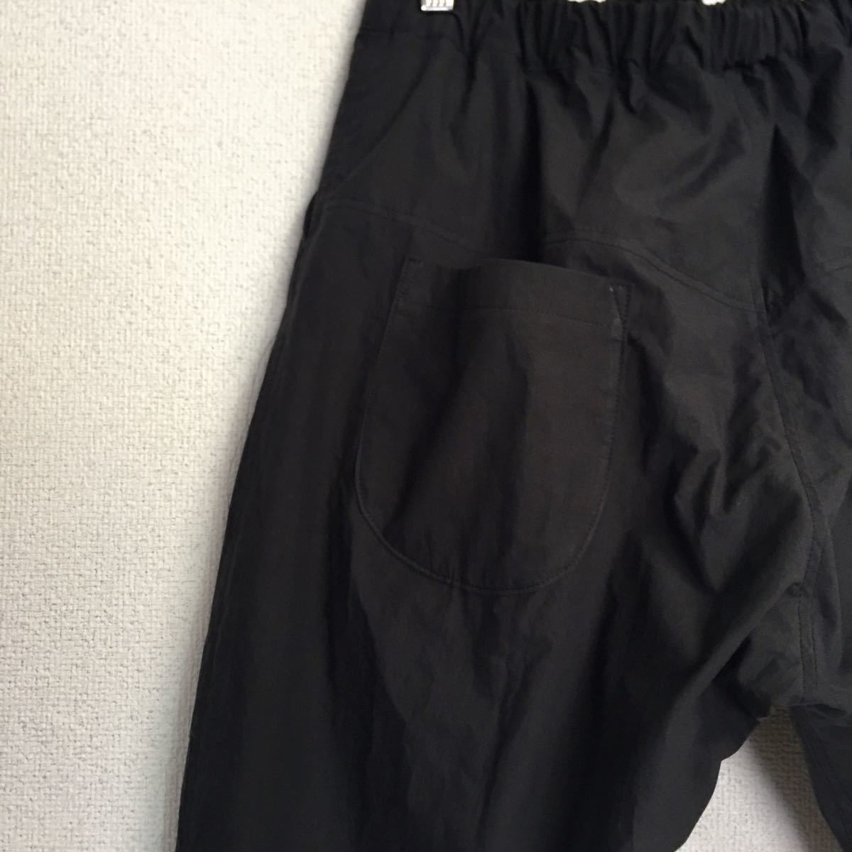 ハンドメイド　ゆったり　ぷかパンツ　タック　くすみブラック　綿　ワッシャー　また下55