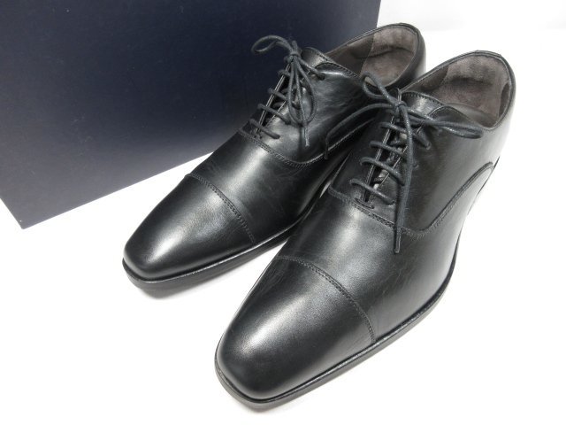 HH未使用品 【バーニーズニューヨーク BARNEYS NEWYORK】 キャップトゥ ドレスシューズ 紳士靴 (メンズ) size39.5 黒 ◎18MZA2851◎