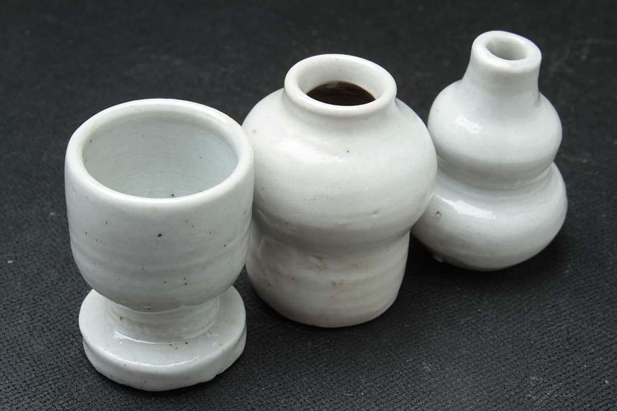 EK309 朝鮮古美術 李朝 白磁明器・李朝明器 二十一点 総重43g(塩笥/盃