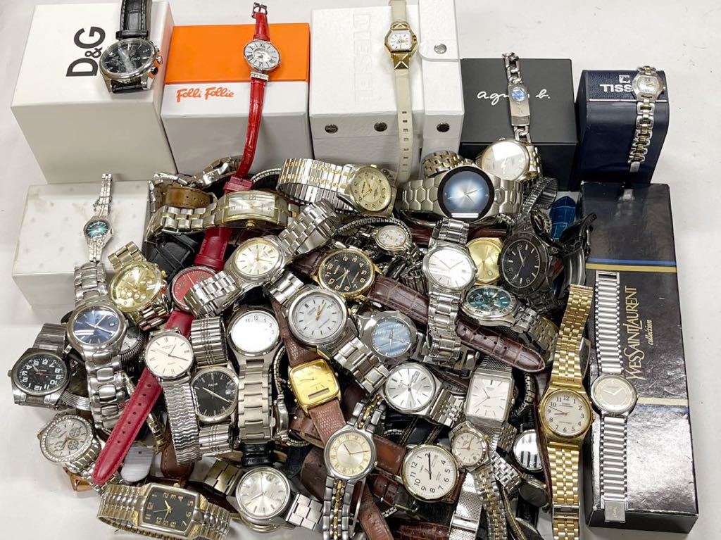 腕時計 大量 11kg セット ジャンク まとめ SEIKO CITIZEN CASIO Yves Saint Laurent D&G TISSOT DIESEL folli follie agnes.b 時計 143
