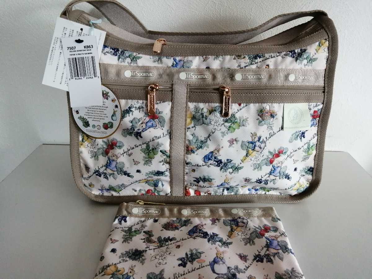 美品♪レスポートサック ピーターラビット デラックスエブリデイ ショルダーバッグ レスポートサック ピーターラビットコラボ デラックスエブリデイバッグ