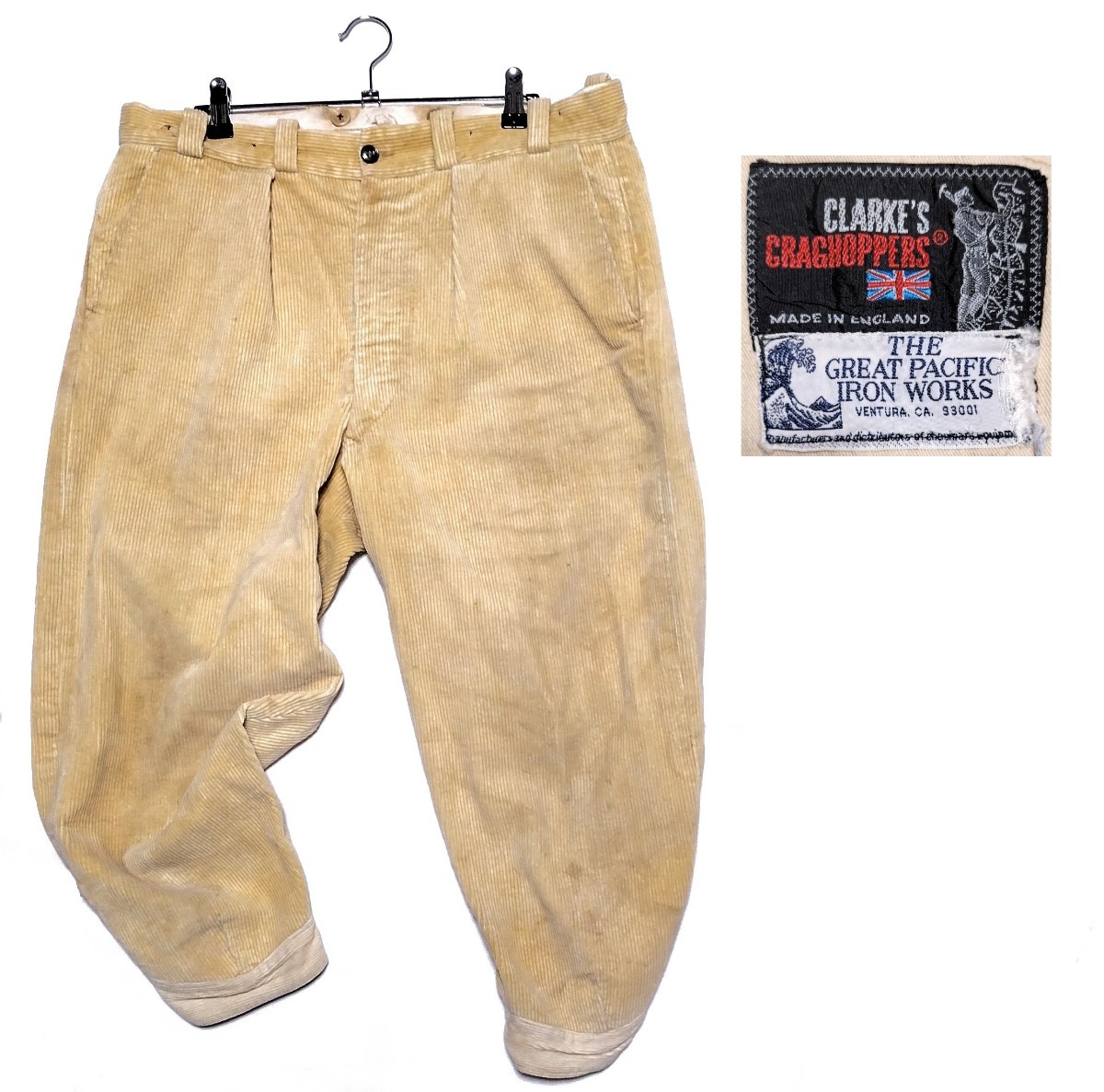 『70's超貴重★英国製ヴィンテージ』パタゴニア前身Great Pacific Iron Works×CRAGHOPPERS 肉厚太畝コーデュロイハンティングパンツ (180)