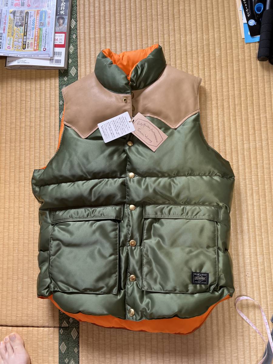 BEAMS 別注PORTER ロッキーマウンテンダウンベスト36サイズオリーブ