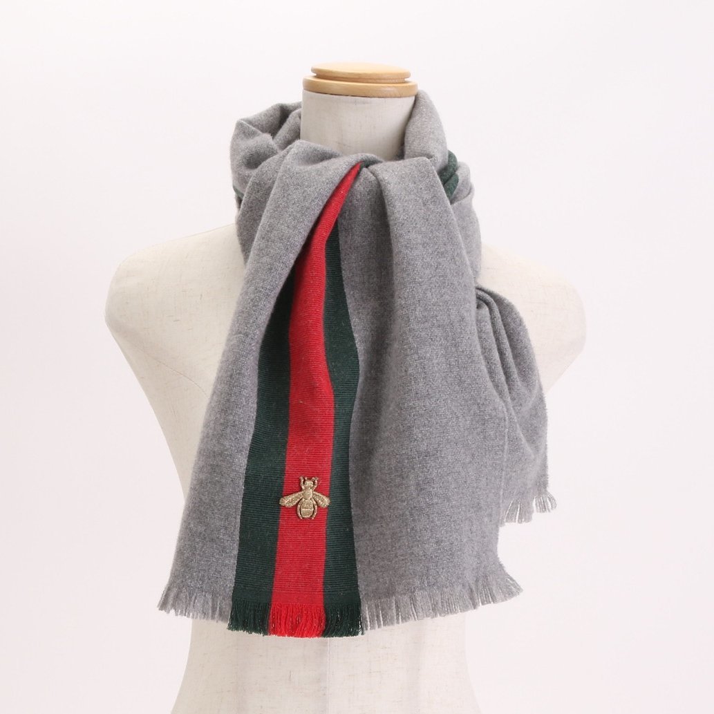 ■極美品■グッチ■シェリー ビー 蜂 チャーム アパレル■マフラー■ストール■人気 定番 流行 おしゃれ メンズ レディース ATT 0510-1W1