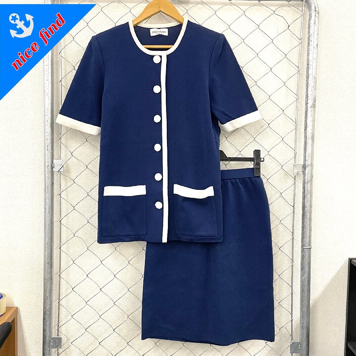 ◇サンローラン YVES SAINT LAURENT◇YSL 上下セットアップ ブルー 綿