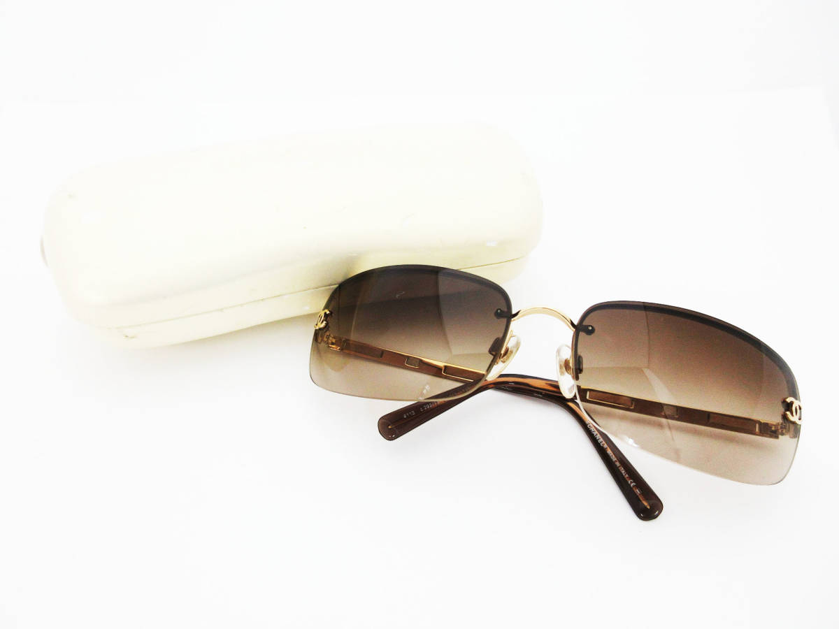 P05-003《シャネル》サングラス★4113 c292/13★65口15 120★金 ゴールドフレーム★カラーグラス ブラウン★服飾小物★CHANEL★