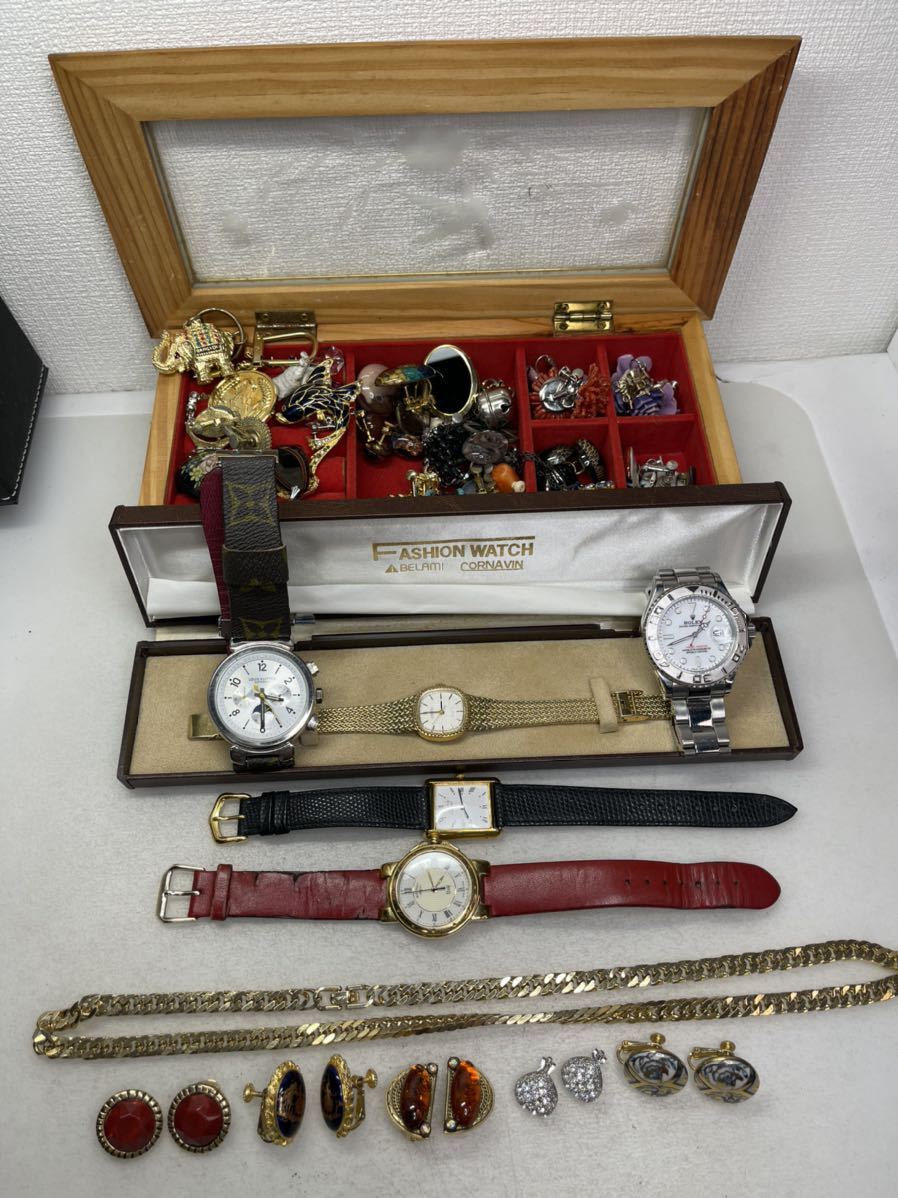 【ジャンク】腕時計 自動巻き・クォーツ / アクセサリーピアス・ ネックレス 18KGP まとめて