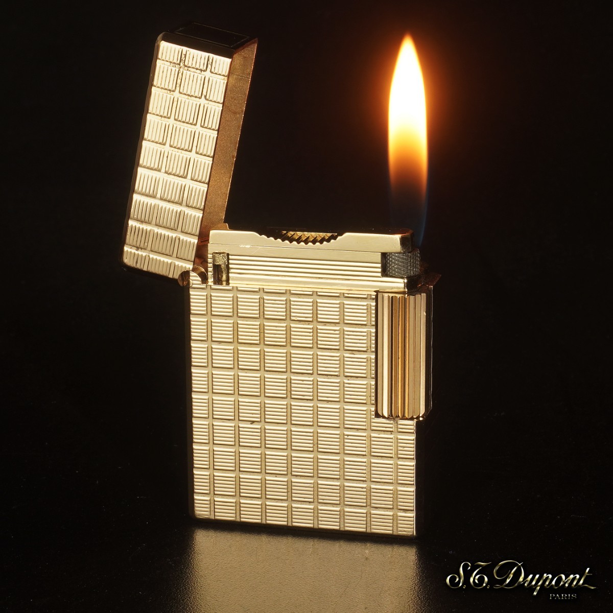 【美品】【レア】デュポンライター ライン1S ゴールド20μ 着火OK 完全動作品