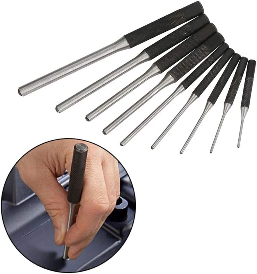 【9本】センターポンチ 穴あけポンチ ポンチセット ピンポンチ ロールピンポンチ レザークラフト 穴あけ ポンチ 収納袋付