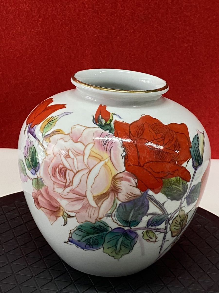 ノリタケ Noritake 花瓶　花入　バラ　花柄　(80s)