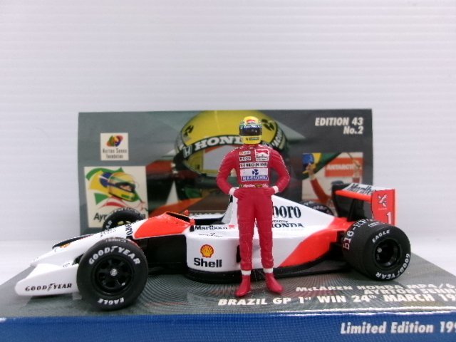 ミニチャンプス 1/43 マクラーレン ホンダ MP4/6 #1 Ａ.セナ ブラジルGP 1991 ウィナー タバコ仕様 (6143-669)