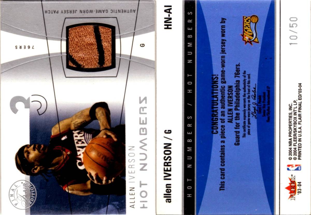 Allen Iverson 2003-04 Final Edition Hot Numbers Patch Silver /50