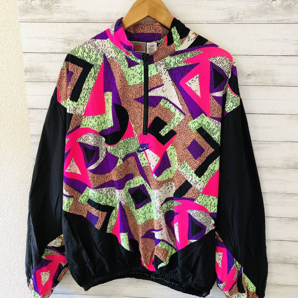 ナイキ NIKE XL 総柄 切り替え ナイロン アノラックジャケット 
