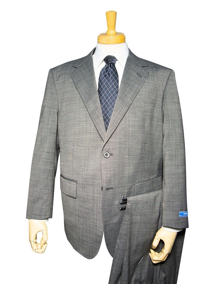 24006-31-E4 春夏 洗える スーツ 2ツボタン ワンタック 大きい ウール混 アジャスター付 グレー 無地 メンズ ビジネス