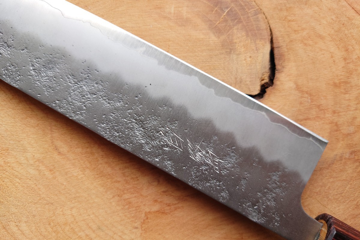 切付 牛刀 包丁 白鷺 銀三鋼 梨地 ケヤキ八角柄 240mm Gyuto Chef's Knife