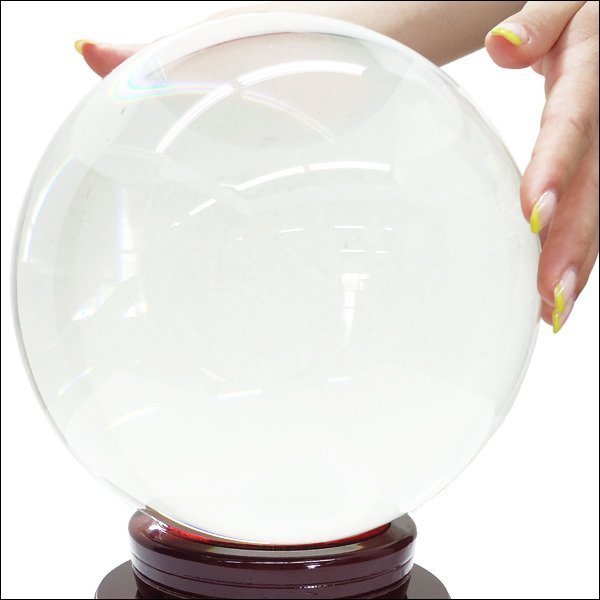 水晶玉 水晶球 特大20cm 木製台座付 パワーストーン 幸福の水晶玉