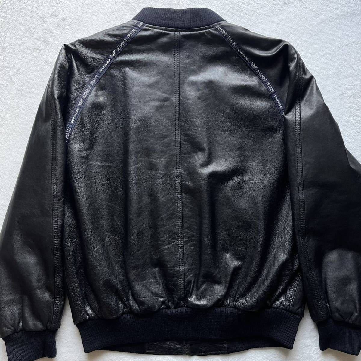 美品】 ARMANI Lサイズ 本革 レザージャケット ボンバージャケット 