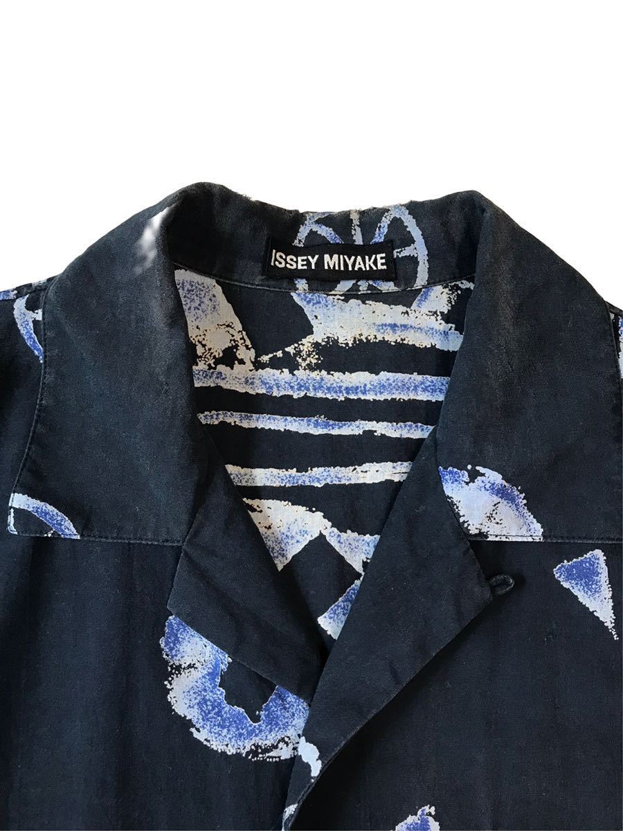 D) ISSEY MIYAKE MEN イッセイミヤケ 92SS 90s 総柄 レーヨン オープン 