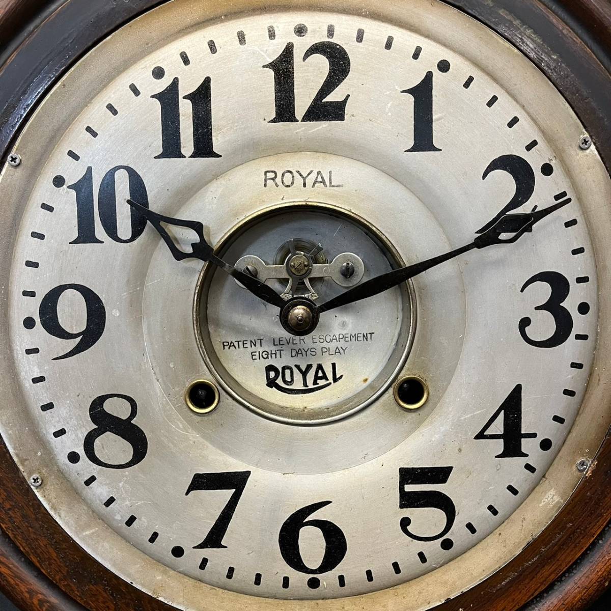 BEd104I 100 ROYAL ローヤル 8DAYS 掛時計 ゼンマイ式 木製 壁掛け時計 