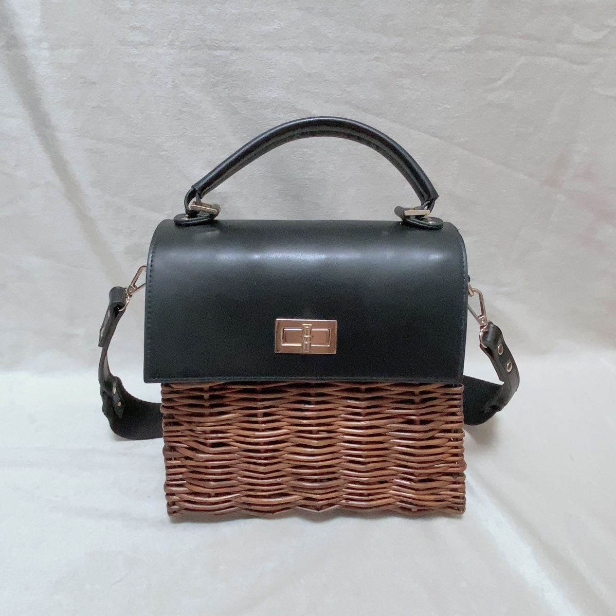 ●sov.ダブルスタンダードクロージング●クラシカルかごバッグかばん茶DOUBLE STANDARD