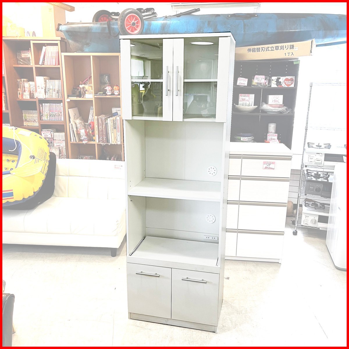 札幌市内送料無料●ニトリ レンジボード●ホワイト AC付き 幅59.5cm 汚れあり 中古 札幌 苫