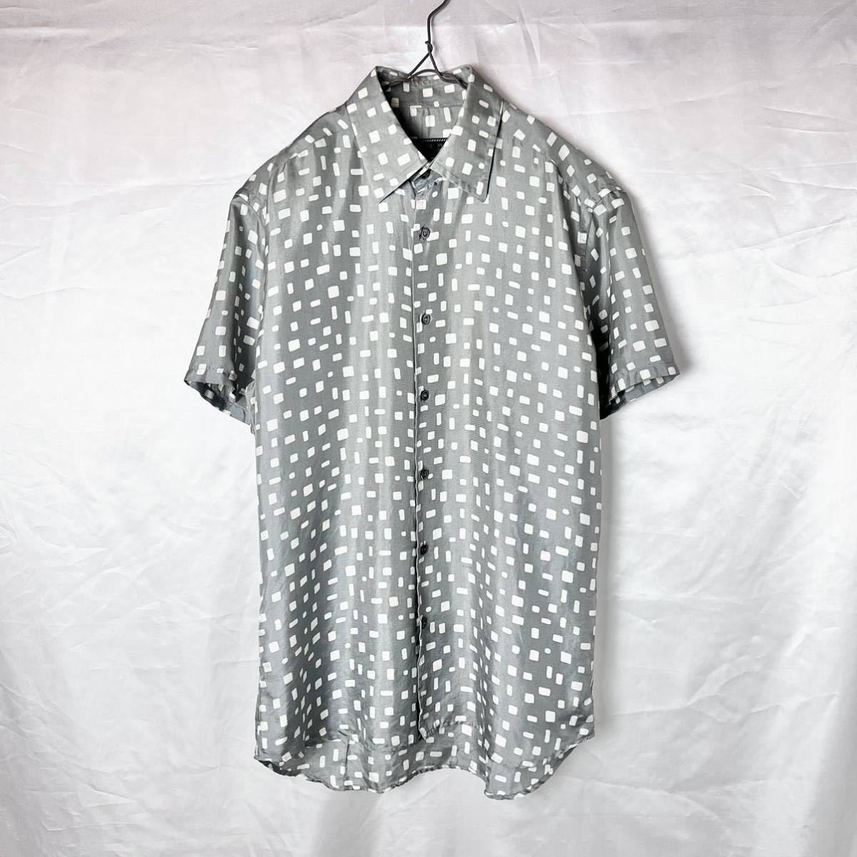 2001SS PRADA Uomo Random Square Textile Silk Shirt プラダ 総柄 