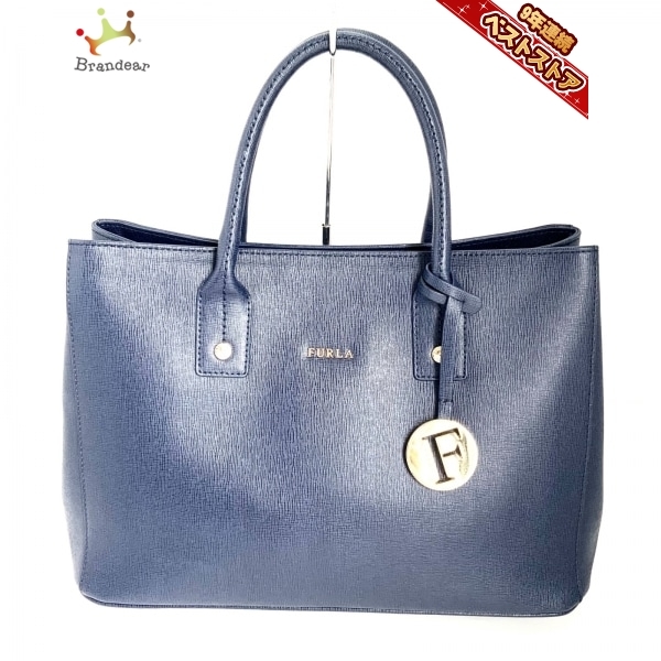 フルラ FURLA ハンドバッグ - レザー ダークネイビー 美品 バッグ
